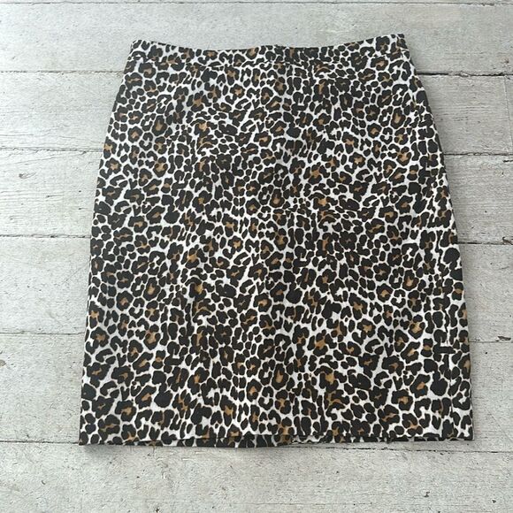 J.Crew Linen Blend Cheetah Skirt Size 6 - Picture 1 of 6